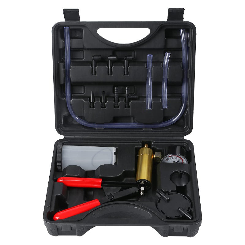 Gnhydxfe Brake Bleeder Kit with Hand Held Vacuum Pump and Adapters  with Vacuum Brake Bleeder Pump Pressure Gauge for Automotive Car Motorbike(Black) - Image 1